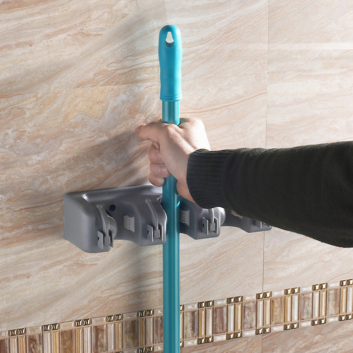 Wall-Mount Mop & Broom Holder — 3, 4, or 5 Hooks